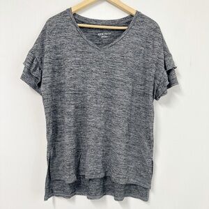 AVA & VIV ruffle sleeve high-low hem T-shirt gray size X